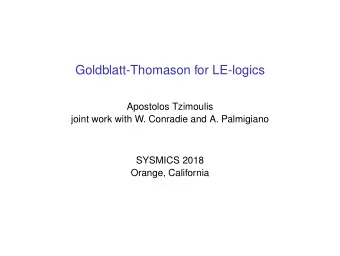 Goldblatt-Thomason for LE-logics  Apostolos Tzimoulis  joint work with W. Conradie and A.