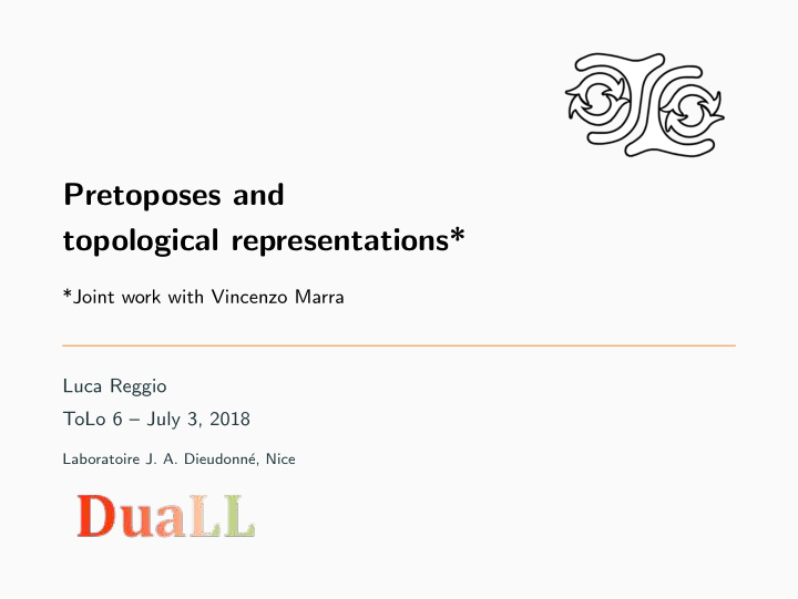 pretoposes and topological representations