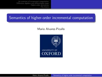 Semantics of higher-order incremental computation  Mario Alvarez-Picallo  Mario Alvarez-Picallo