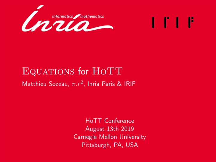 equations for hott
