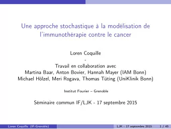 Une approche stochastique  la modlisation de  limmunothrapie contre le cancer  Loren