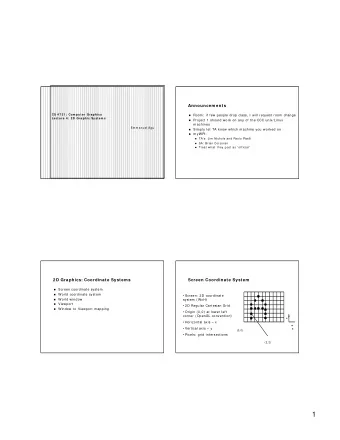 1  Screen Coordinate System  W orld Coordinate System    Problem s with drawing in screen