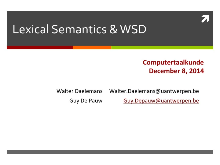 lexical semantics wsd
