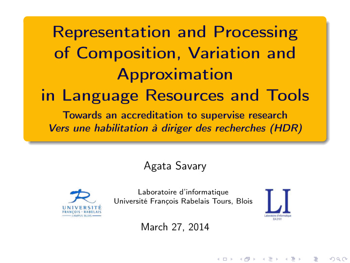 representation and processing of composition variation