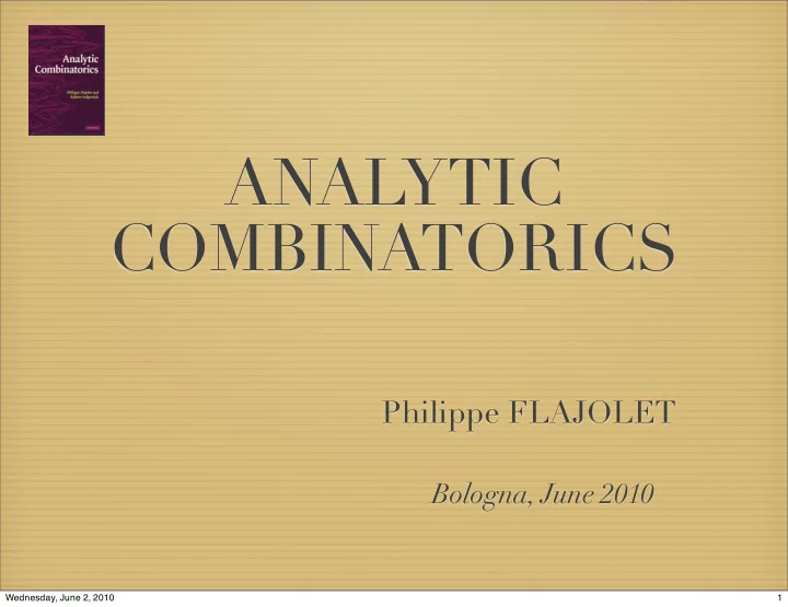 analytic combinatorics