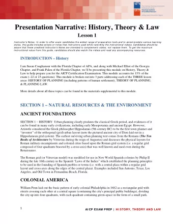 Presentation Narrative: History, Theory &amp; Law Lesson 1  Instructors Notes:  In order to