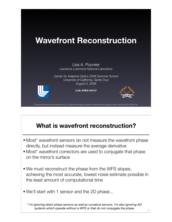 wavefront reconstruction
