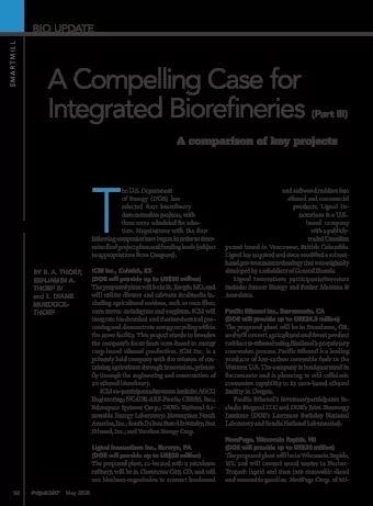 T  he U.S. Department  and softwood residues into  of Energy (DOE) has  ethanol and commercial