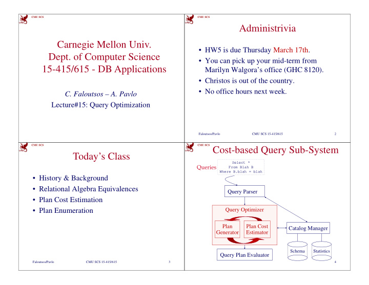 administrivia carnegie mellon univ