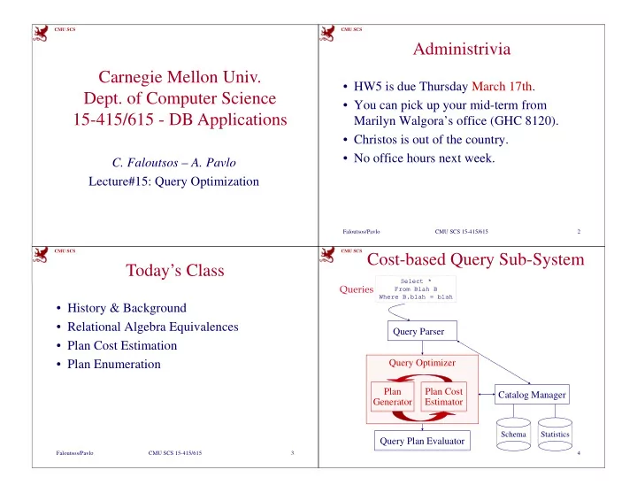 administrivia carnegie mellon univ