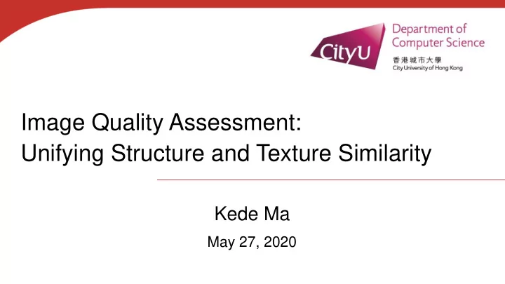 image quality assessment