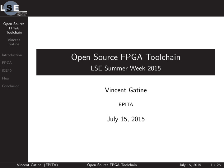 open source fpga toolchain