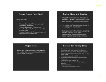 Project Ideas  Sources  for  Finding  Ideas  Recent projects by researchers doing computational