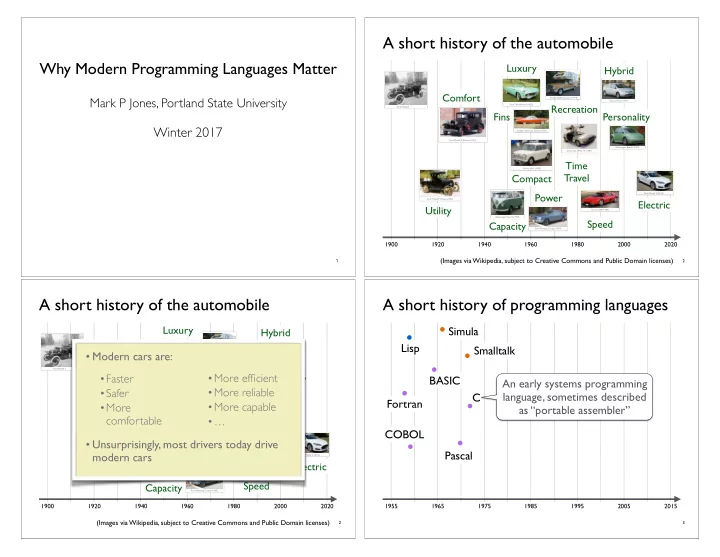 a short history of the automobile