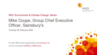 Officer, Sainsbury's  Tuesday 25 February 2020  For other WIG events &amp; opportunities visit