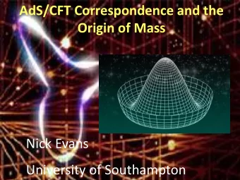 AdS/CFT Correspondence and the  Origin of Mass  Nick Evans  University of Southampton  The Origin