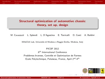 Structural optimization of automotive chassis:  theory, set up, design  M. Cavazzuti  L. Splendi
