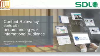 Content Relevancy  starts with understanding your  international Audience  Rob Zomerdijk