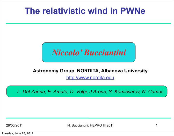 the relativistic wind in pwne niccolo bucciantini