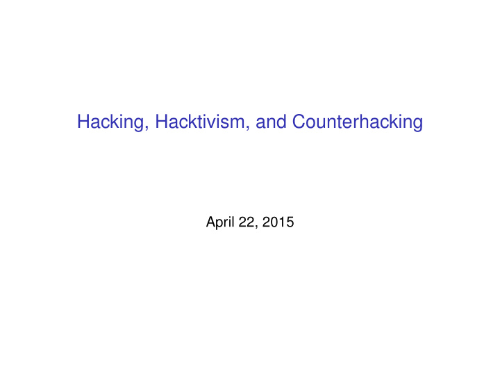 hacking hacktivism and counterhacking