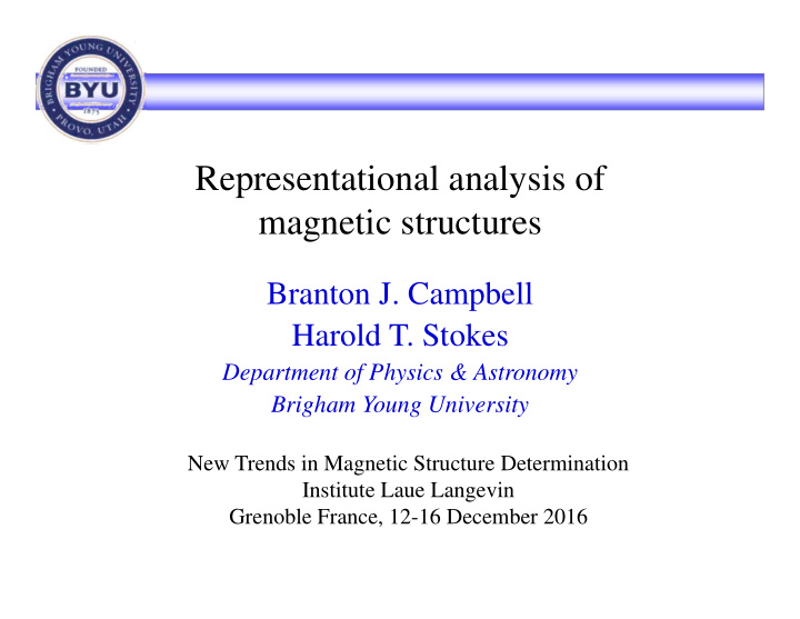 representational analysis of magnetic structures