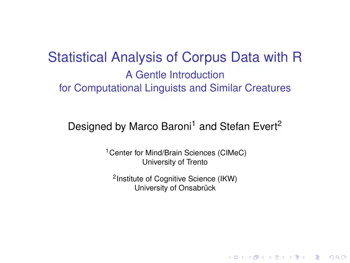 statistical analysis of corpus data with r
