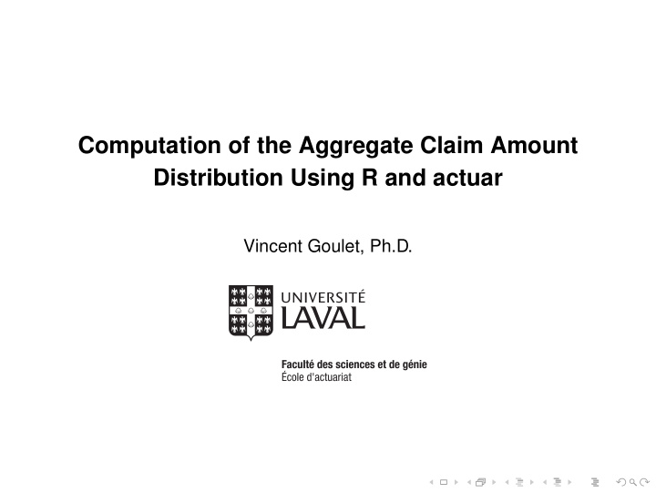 computation of the aggregate claim amount distribution