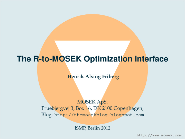 the r to mosek optimization interface