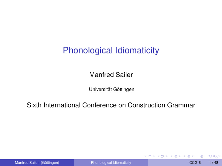 phonological idiomaticity