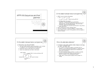 APPR-NN-Sequences and their  HPSGs view on lexicon and grammar    grammar sign