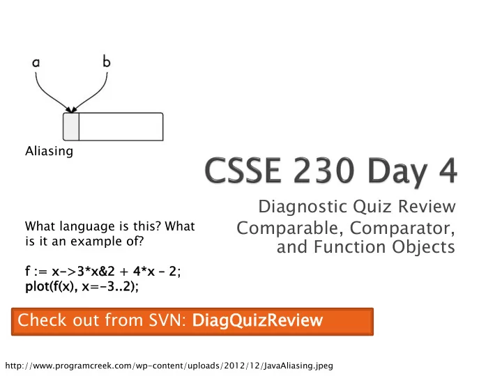 diagnostic quiz review comparable comparator
