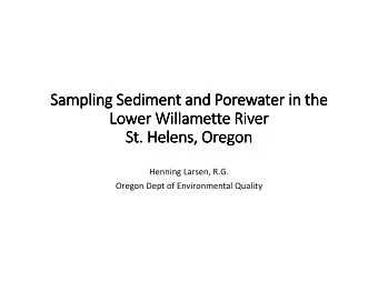 Sampling Sediment and  Sampling Sediment and  Sampling Sediment and Porewater  Sampling Sediment