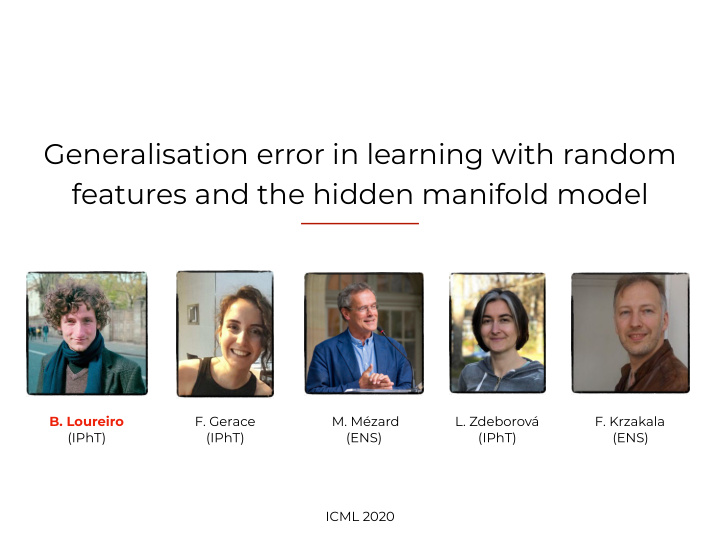 generalisation error in learning with random