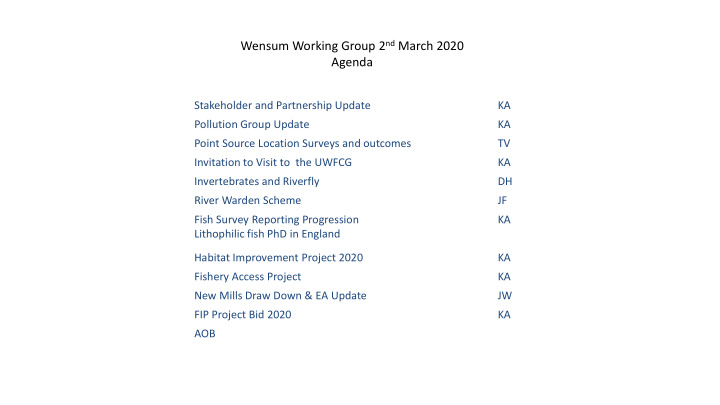 wensum working group 2 nd march 2020 agenda