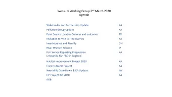 Wensum Working Group 2 nd March 2020  Agenda  Stakeholder and Partnership Update  KA  Pollution