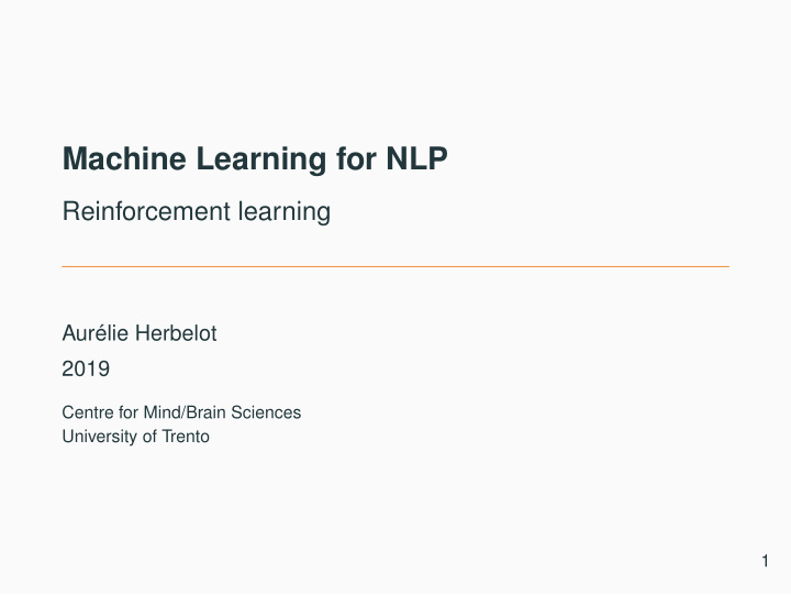 machine learning for nlp