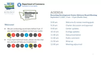 AGENDA  Recycling Development Center Advisory Board Meeting  September 3, 2020 | 9 am  12 pm