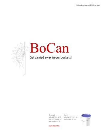 BoCan  Get carried away in our buckets!  Denmark  Spain  tel +45 5918 6092  tel +34 607 20 78 94