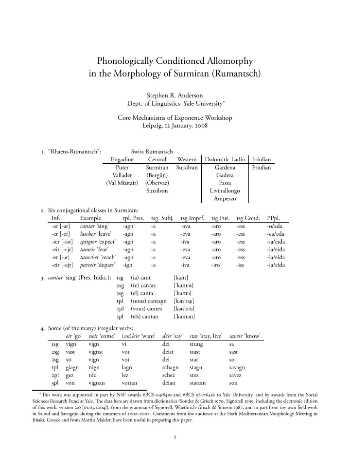 phonologically conditioned allomorphy in the morphology