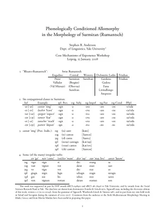 Phonologically Conditioned Allomorphy  in the Morphology of Surmiran (Rumantsch)  Stephen R.