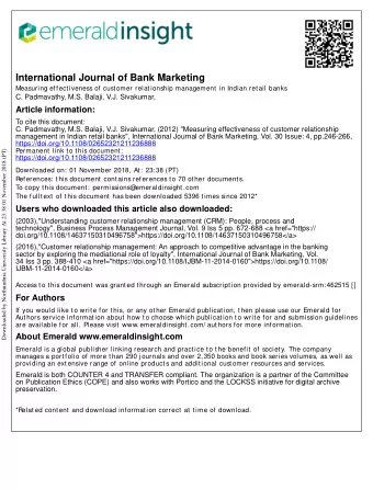 International Journal of Bank Marketing  Measuring effectiveness of customer relationship