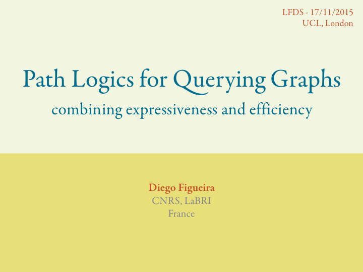 path logics for q uerying graphs