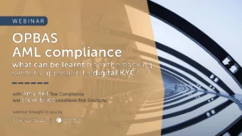 Housekeeping  Agenda  Introduction    Amy Bell    OPBAS findings    Common Issues for Law