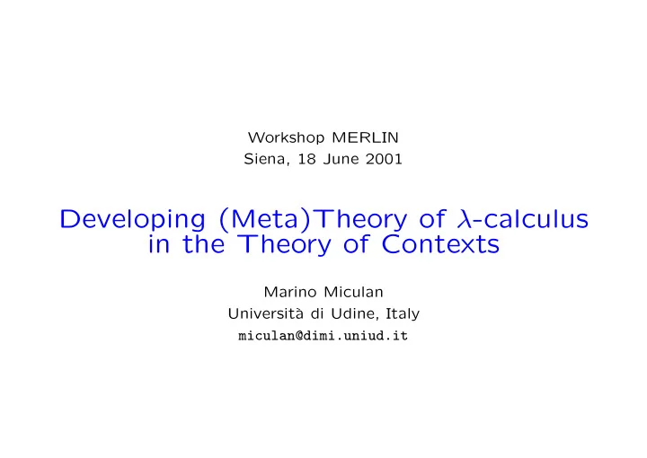 developing meta theory of calculus in the theory of