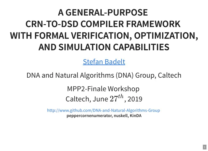 a general purpose a general purpose crn to dsd compiler