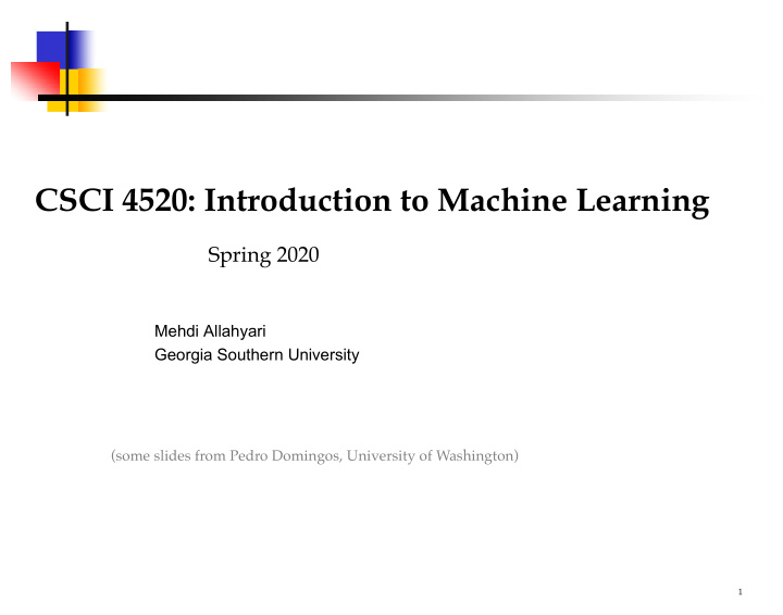 csci 4520 introduction to machine learning