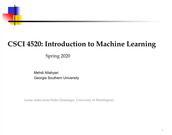 csci 4520 introduction to machine learning