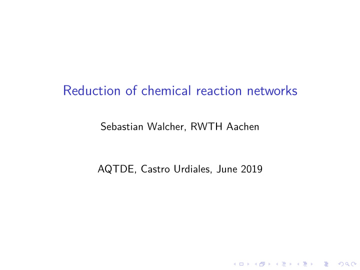 reduction of chemical reaction networks
