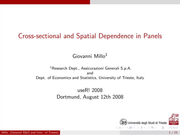 cross sectional and spatial dependence in panels