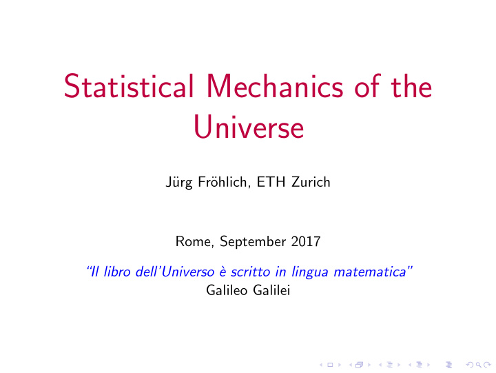 statistical mechanics of the universe